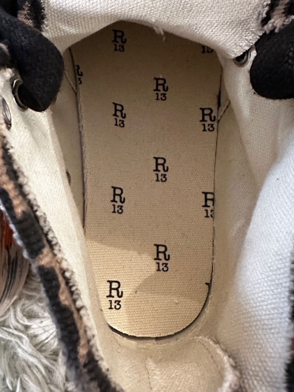 New R13 Leopard-Print High-Top Sneaker in Brown Size 38 - Picture 10 of 11